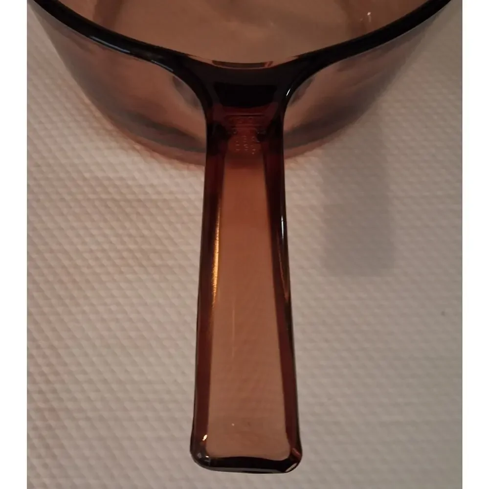 Corning Vision Ware 2.5L Amber Glass Pot Sauce Pan & Lid USA VERY CLEAN